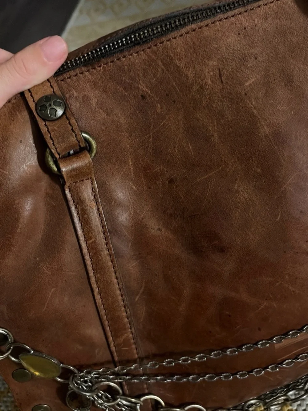 Patricia Nash brown leather shoulder bag